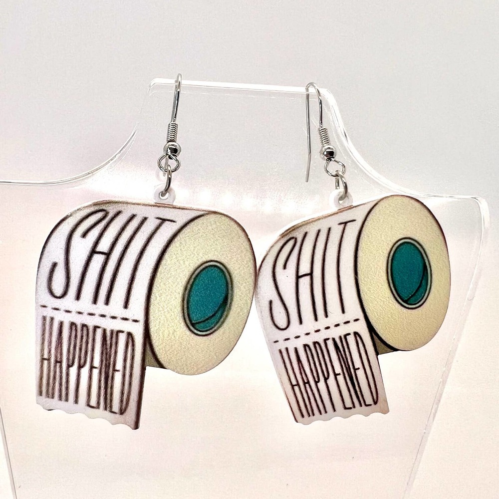 S*** Happened Earrings - Funny Earrings - Novelty Earrings - Statement Earrings